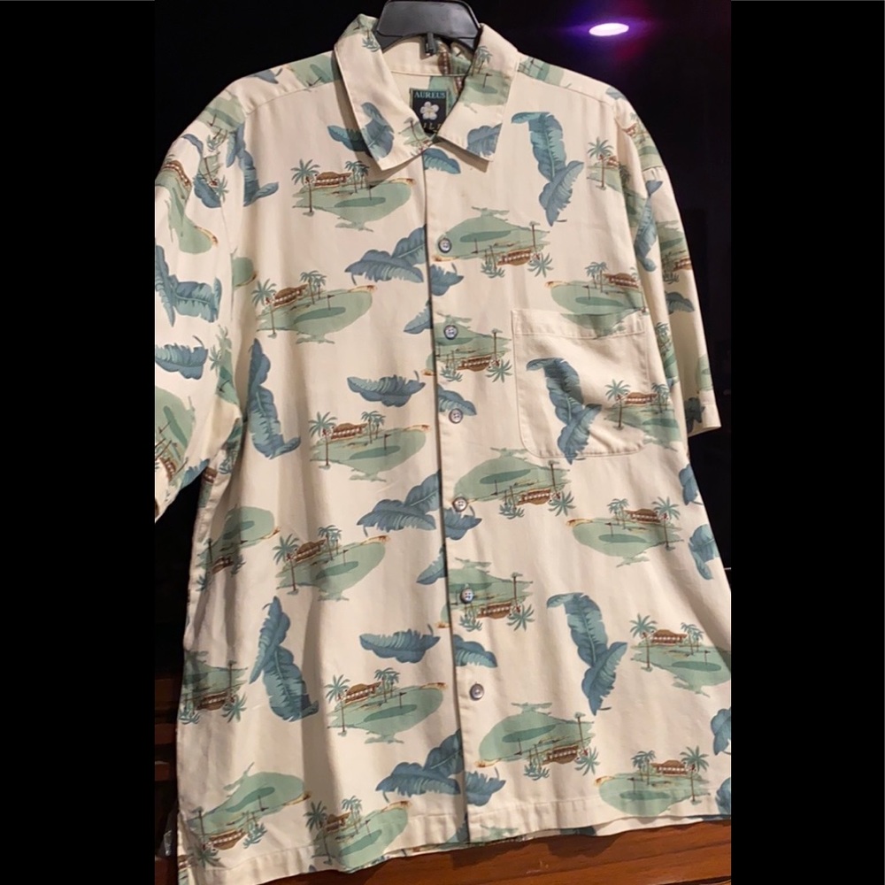 AUREUS Silk Cotton Hawaiian shirt button down L